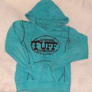 Cowgirl Tuff Turquoise/Brown Hoodie - Small